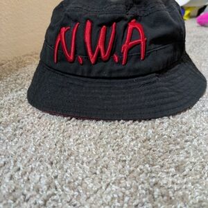 Black Kids Bucket Hat with Red Embroidery